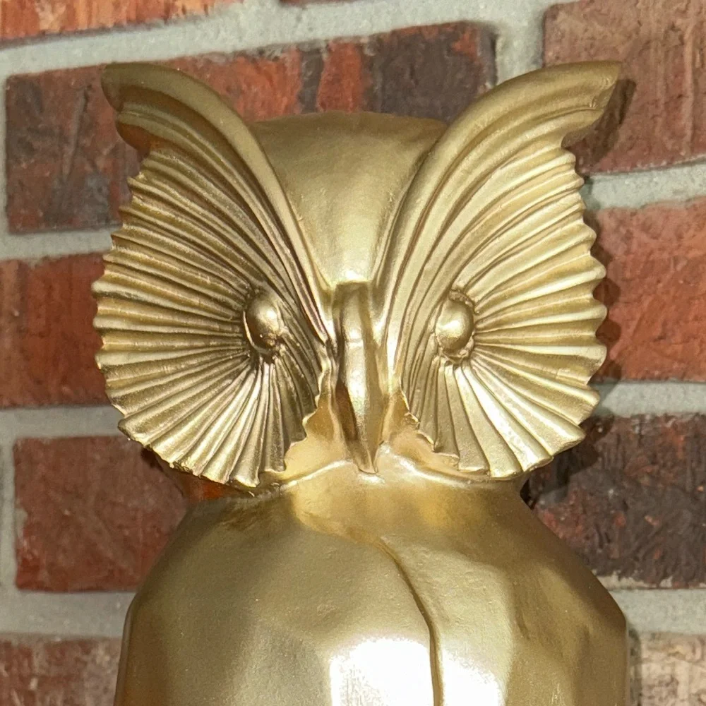 Gold Owl Resin Statue 13 inch Bird Figurine